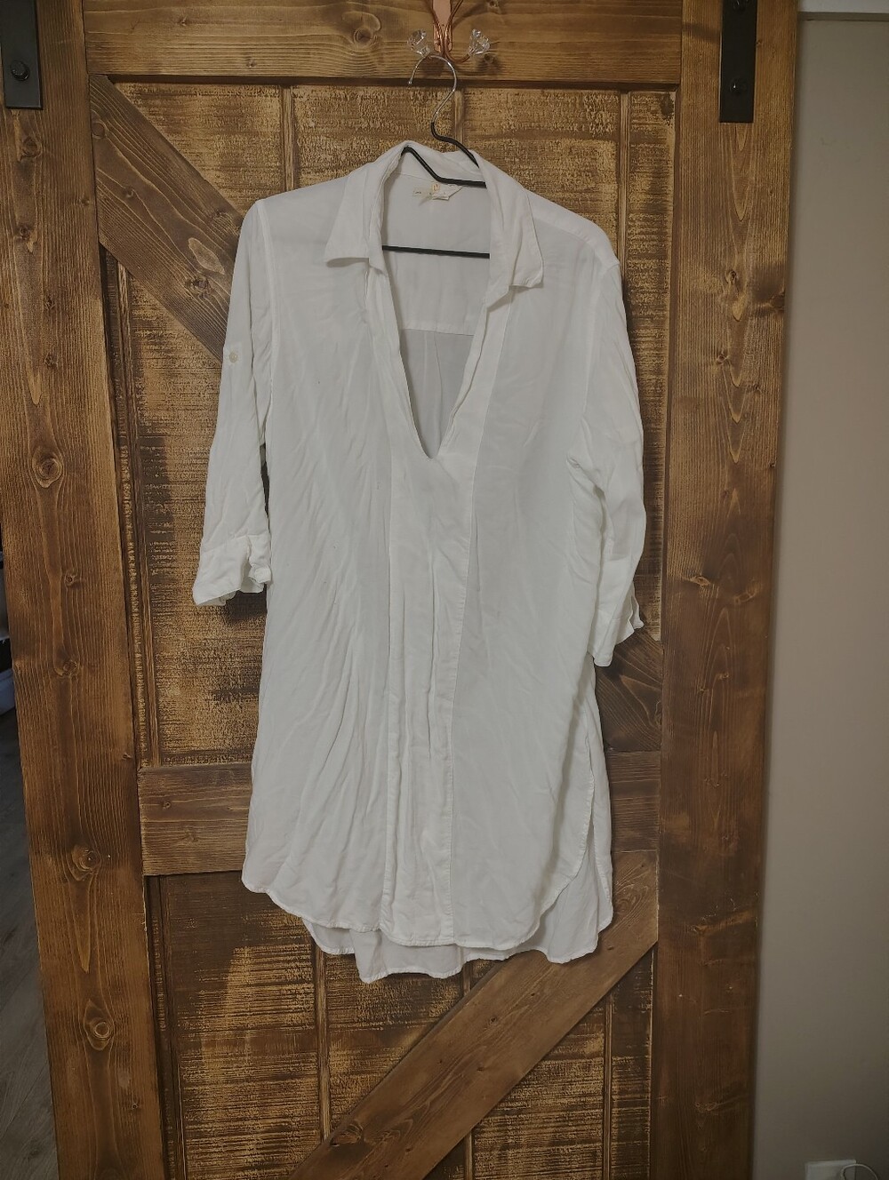 White V-Neck Longline Gown/Beach Coverup